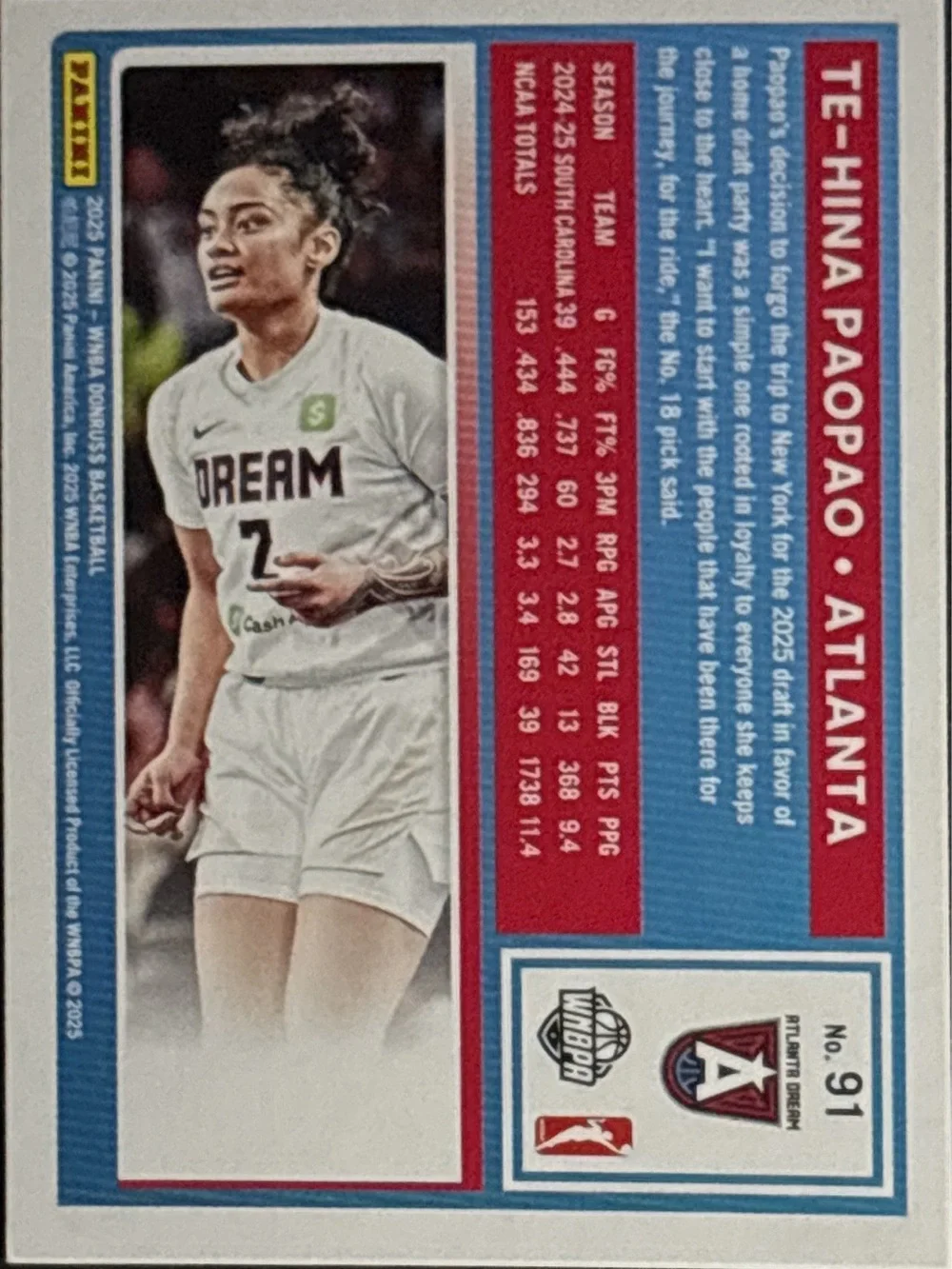 Panini Donruss Te-Hina Paopao Rated Rookie Trading Card